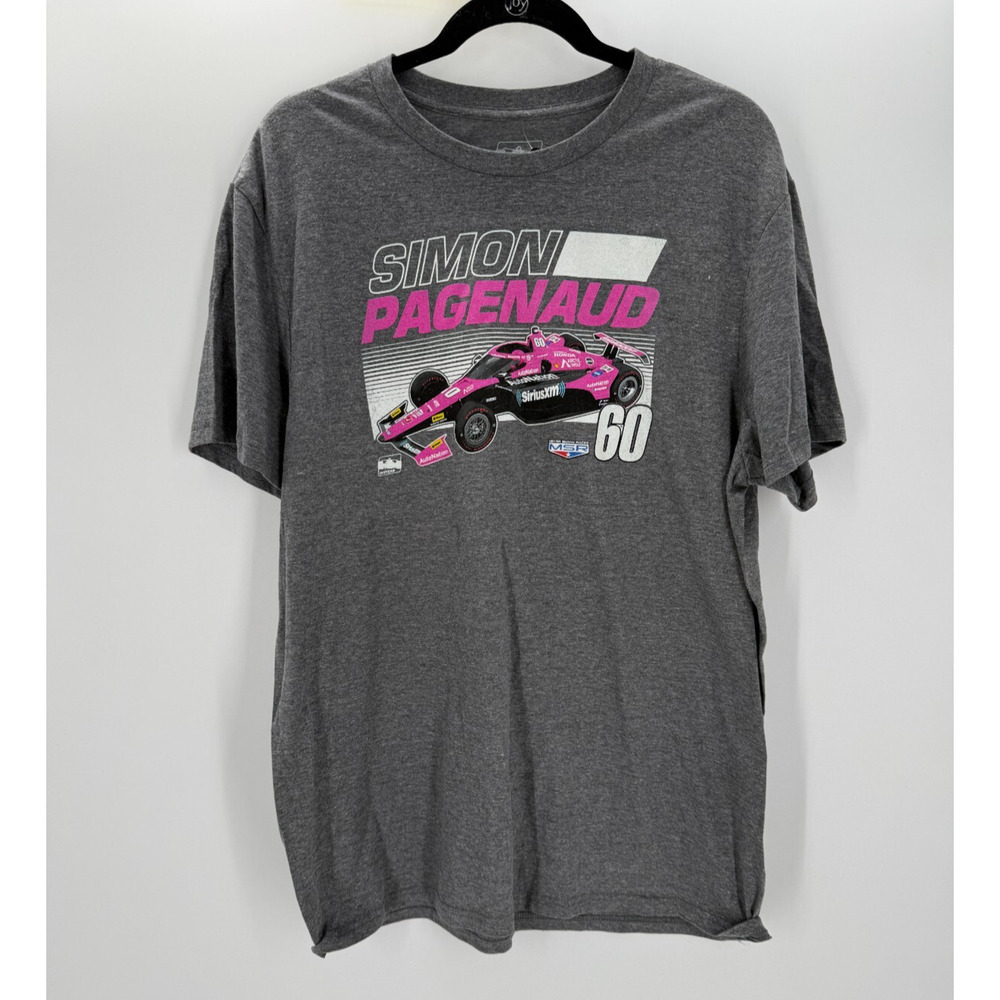 Simon Pagenaud Indy Car Racing Graphic T Shirt Size XL Grey Frost New